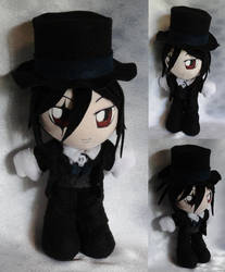 Mini Plushie, Sebastian Michaelis as Black by PlushieLady