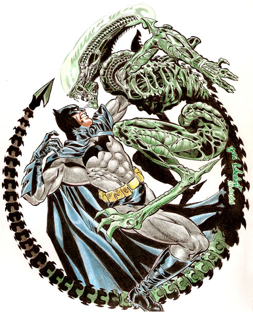 Desenho de Batman VS Alien by Liherbert on DeviantArt