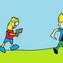 Bart Simpson chases Johnny Test