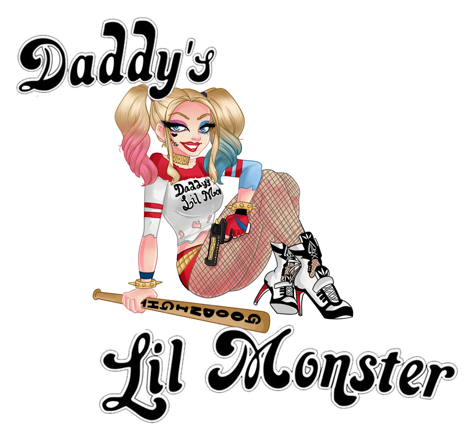 Daddy's lil. Харли Квинн Daddy's Lil Monster. Футболка Харли Квинн Daddy Lil Monster. Тату Харли Квинн Daddy's Lil Monster. Харли Квинн little.