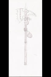 Technical drawing: futuristic axe