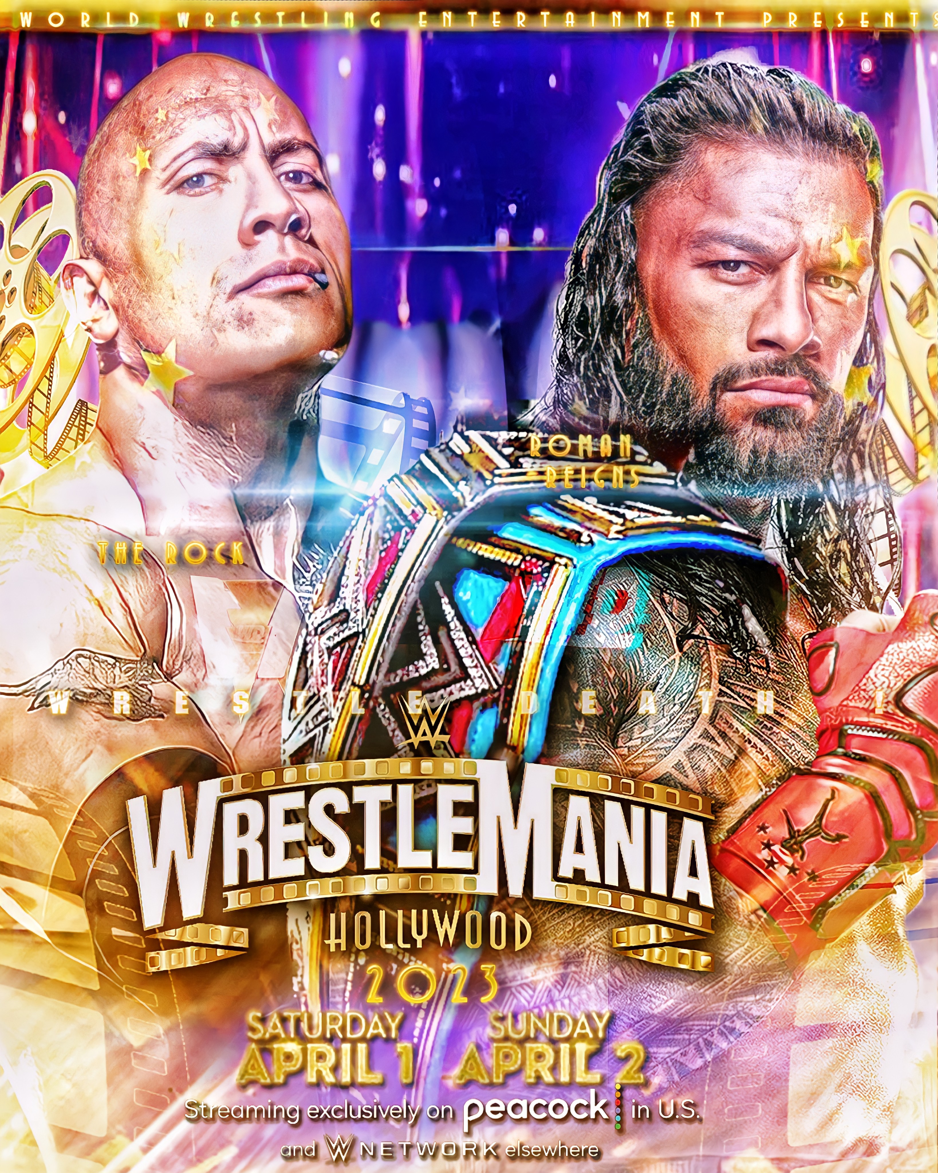 WWE Wrestlemania 39 Unsigned 18 x 24 Poster Key Art Photograph