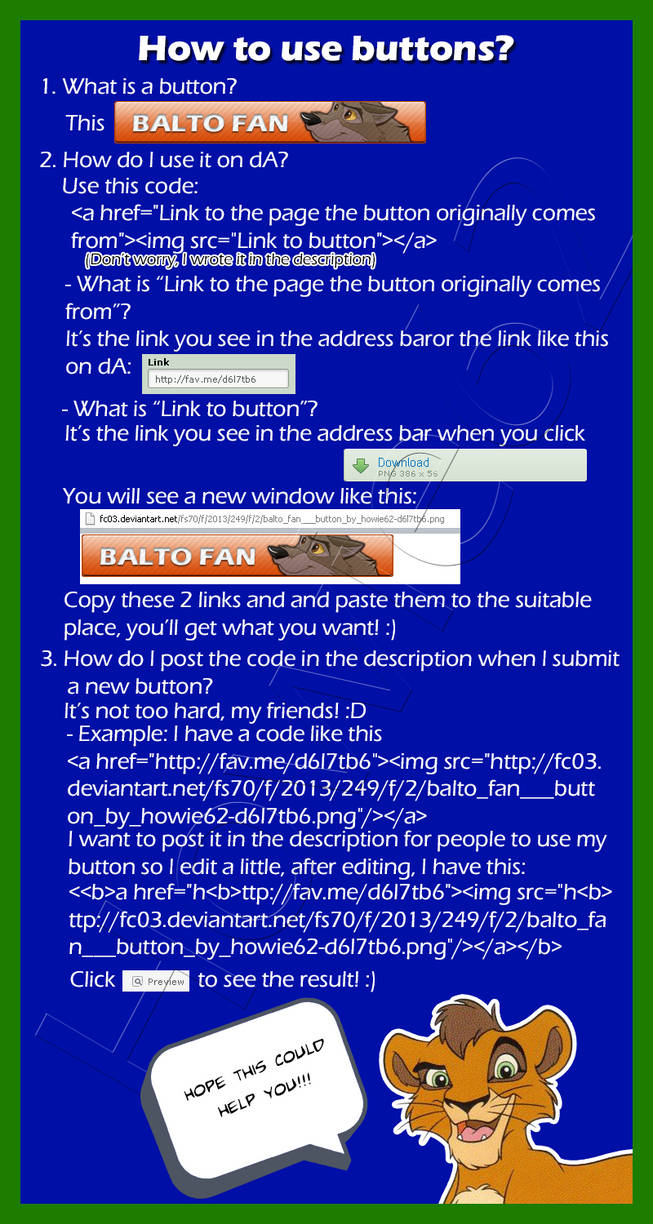 How to use buttons on dA by Howie62