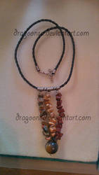 Earth colour quarts and glass bead necklace