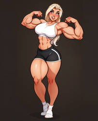 Cartoon Muscle Girl Flexing