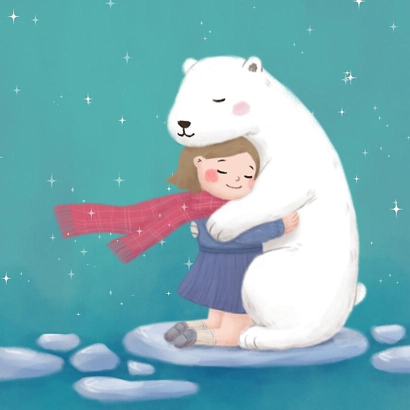 Polar Bear And Girl In Scarf By MoonEillustrator On DeviantArt polar-bear-and-girl-in-scarf-by-mooneillustrator-on-deviantart