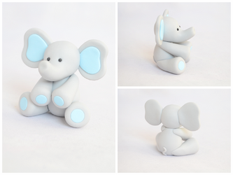 Blue Baby Elephant - Polymer Clay