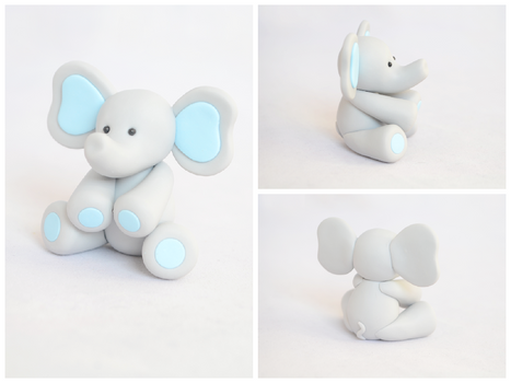 Blue Baby Elephant - Polymer Clay