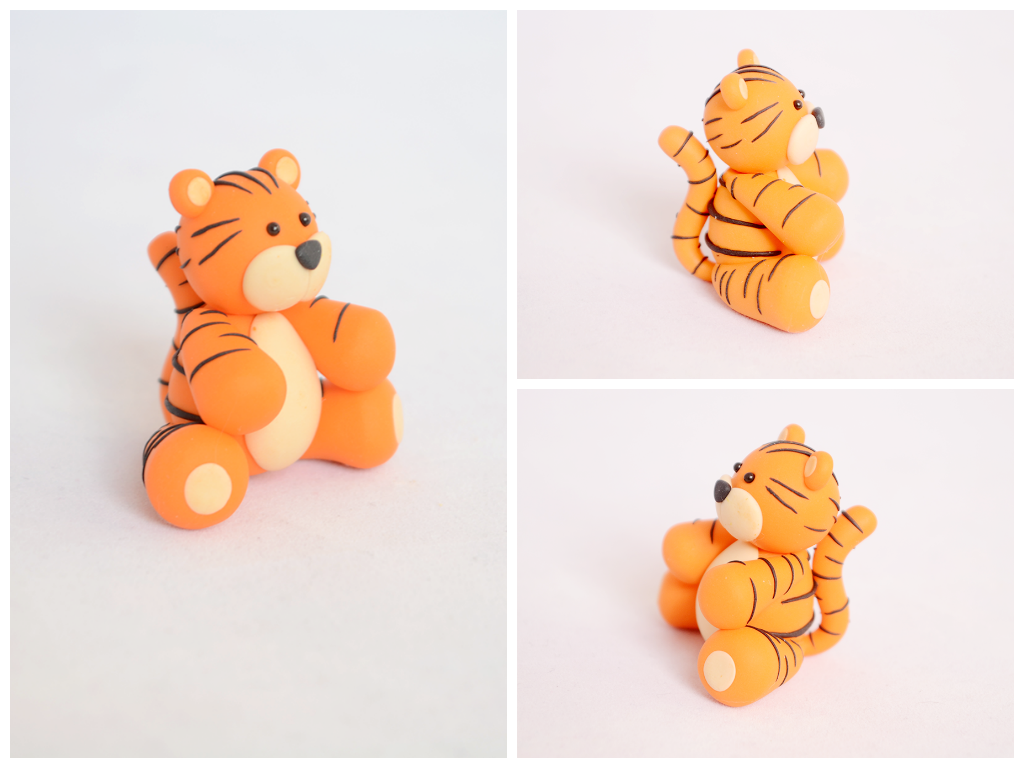 Cute Polymer Clay Tiger Sculpture