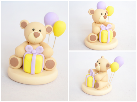 Cute Birthday Bear - Polymer Clay