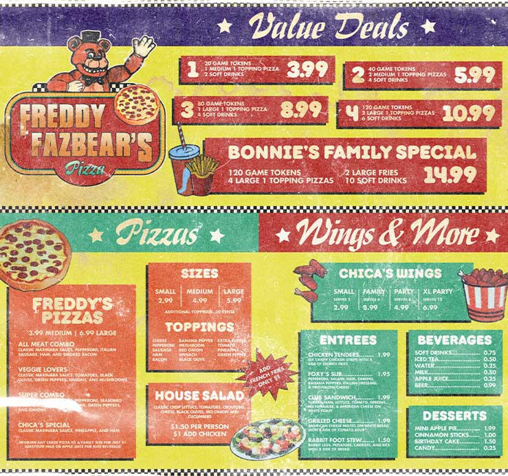 Fnaf movie) freddy fazbears pizza menu (edit) by galaxystudios78 on  DeviantArt
