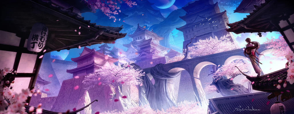 Sakura Castle by panjoool