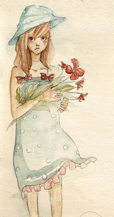 A girl with flowers