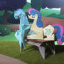 Lyra and Bonbon bench