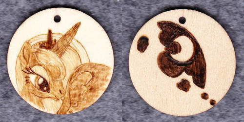 Princess Luna keyring pendant pyrographed