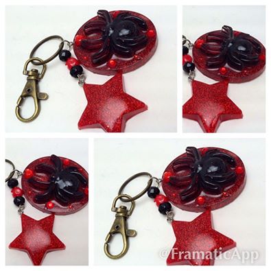 Black Spider Halloween Keychain