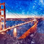 Golden Gate Dawn Bridge - Watercolor Glass
