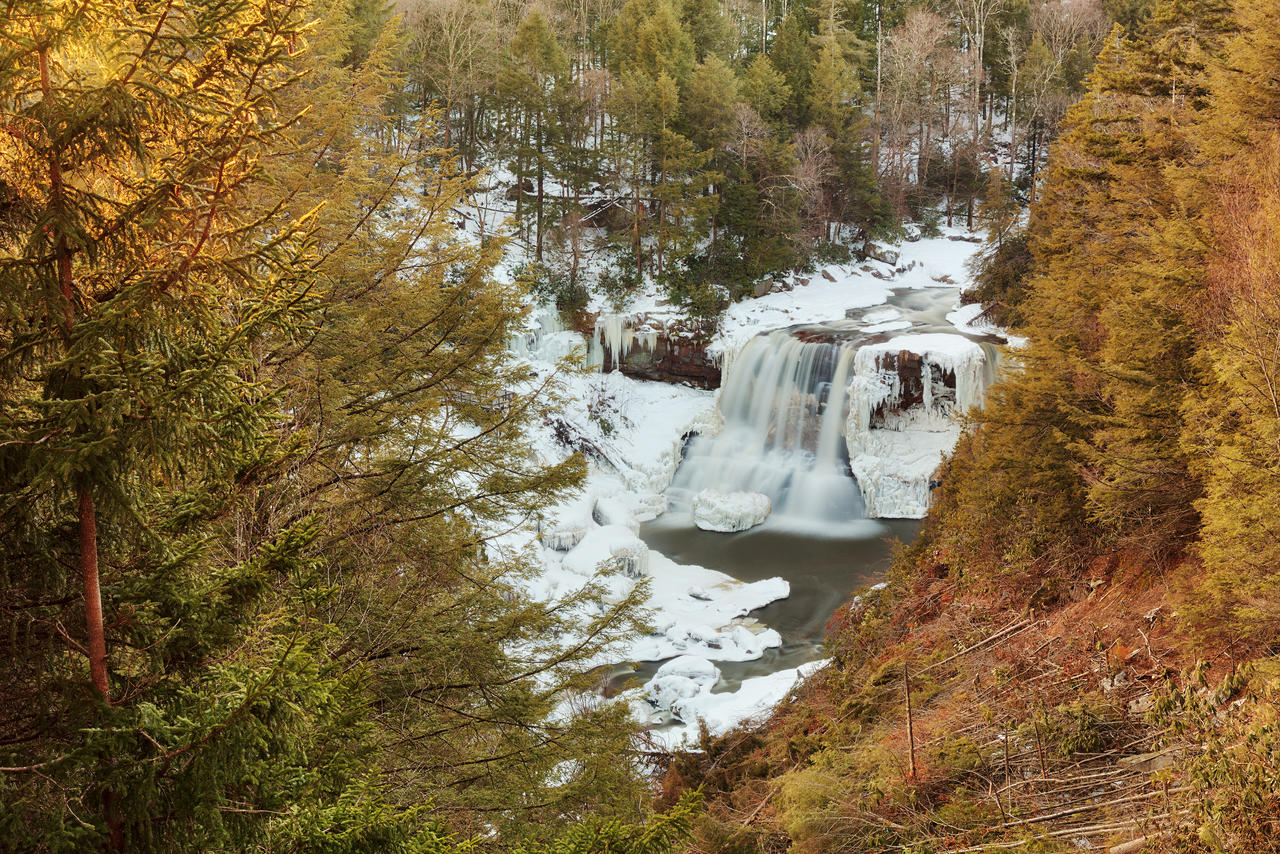 Blackwater Winter Sunset Falls by boldfrontiers