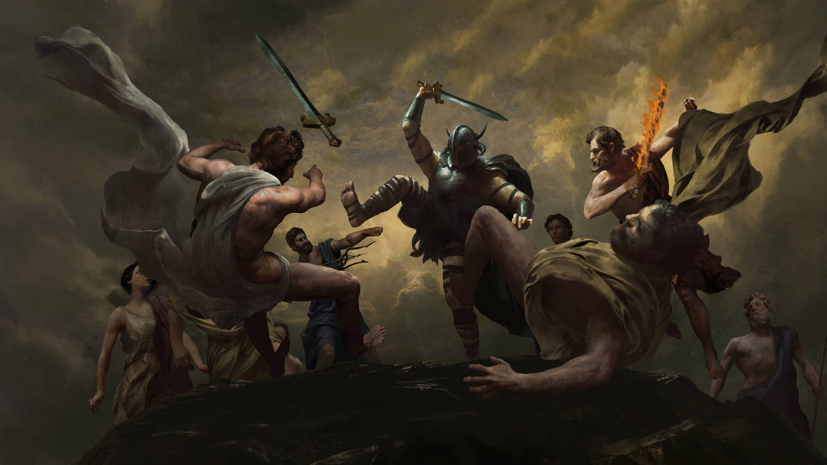 Борьба богов с титанами. Титаномахия битва богов и титанов. Геракл сражается с богами против гигантов. Титаномахия битва богов арт. Зевс Титаномахия.