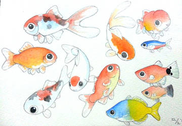 Watercolor: Cute Fishies