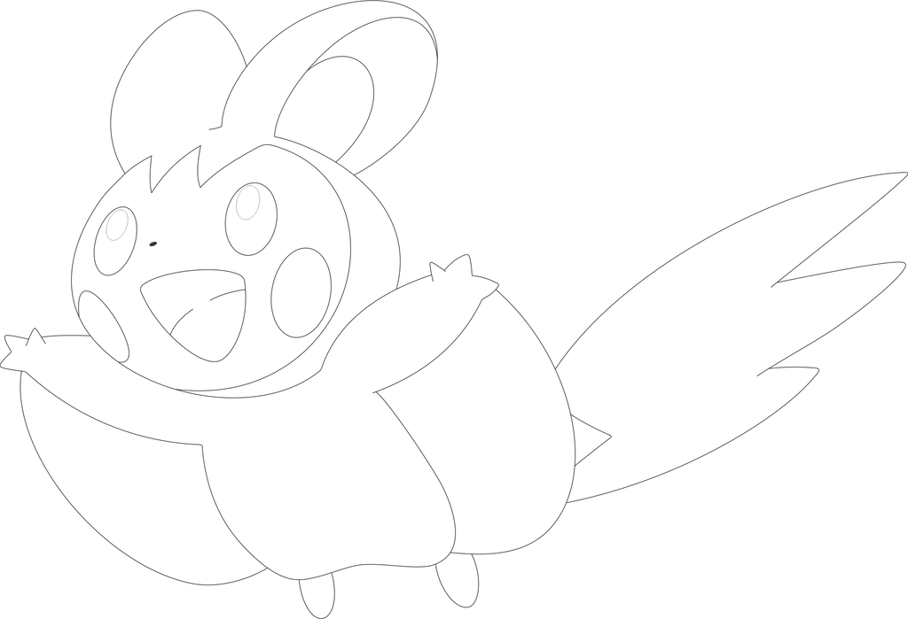 Emolga Color Lineart of Emolga by InuKawaiiLover on DeviantArt
