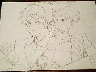 Pencil drawing of Hikaru and Kaoru Hitachiin