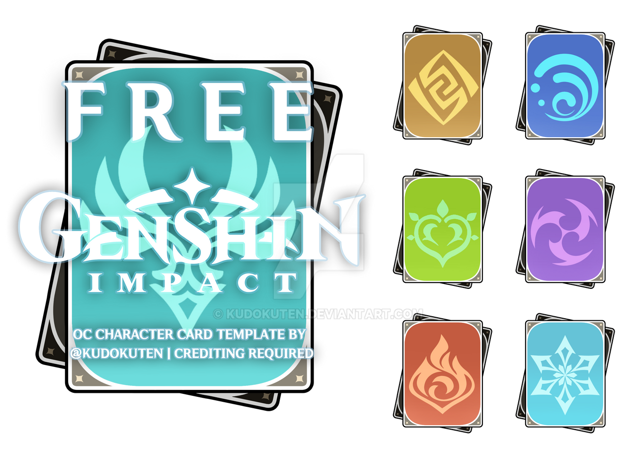 FREE Quality Genshin Impact OC Card Templates by kudokuten on