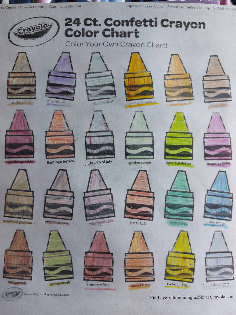 Crayola Confetti Crayon Color Chart by Arrienne408 on DeviantArt
