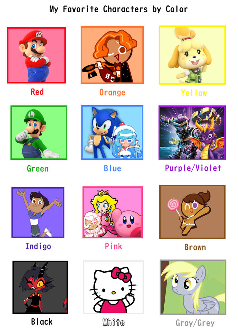 All Characters Color My Favorite Characters by Color by Arrienne-408 on DeviantArt