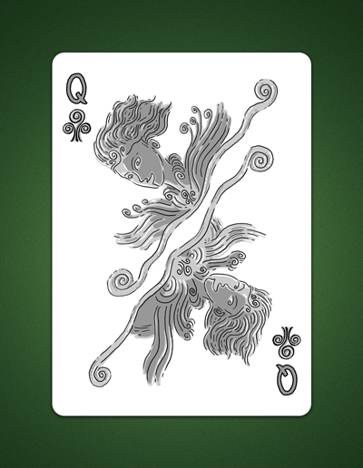 My drawing of my Queen of Clubs aka Queen Of Air