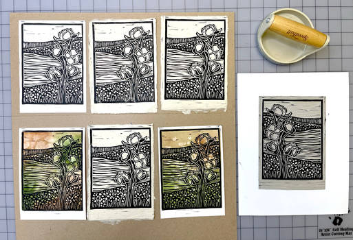 Linocut- cotton Field