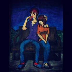 Anime Couple (Watercolour on Paper) circa 2012