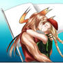 Cammy and Ken Kiss under the flag