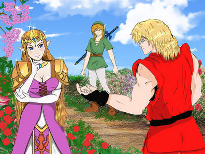 Super Smash Bros.Ultimate: Ken flirting with Zelda