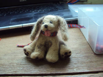 Bobbin, the needle felted pup