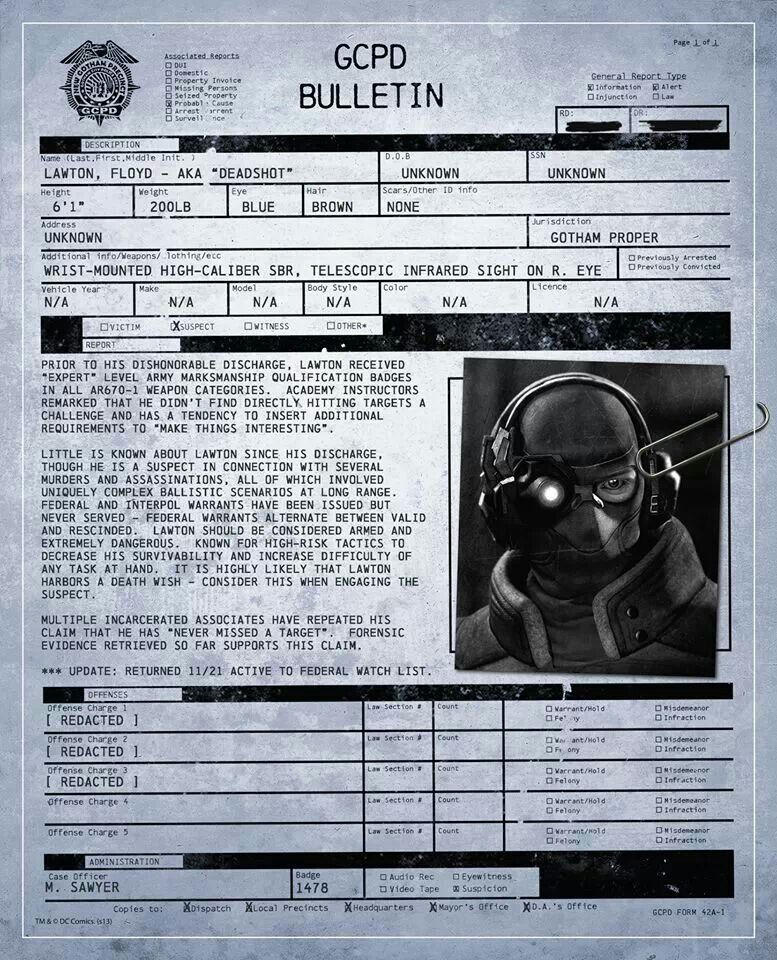 Gcpd File Icon Batman: Arkham Origins - Deadshot's GCPD Bulletin by Vik2010s on DeviantArt