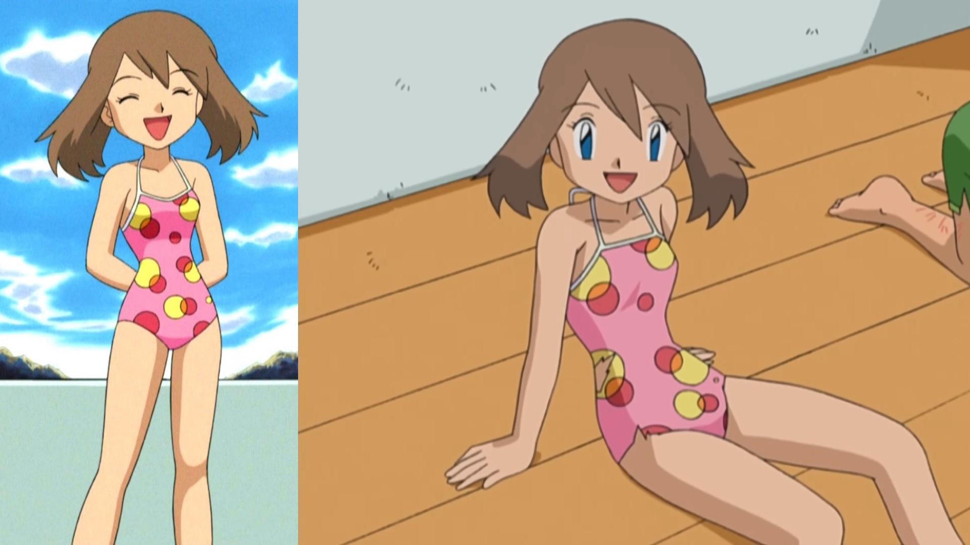 Pokemon - May's pink one-piece swimsuit by Vik2010s on DeviantArt Pokemon - May's pink one-piece swimsuit by Vik2010s on DeviantArt