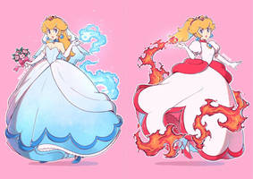 Princess Peach's power-ups (Frost and Flame)