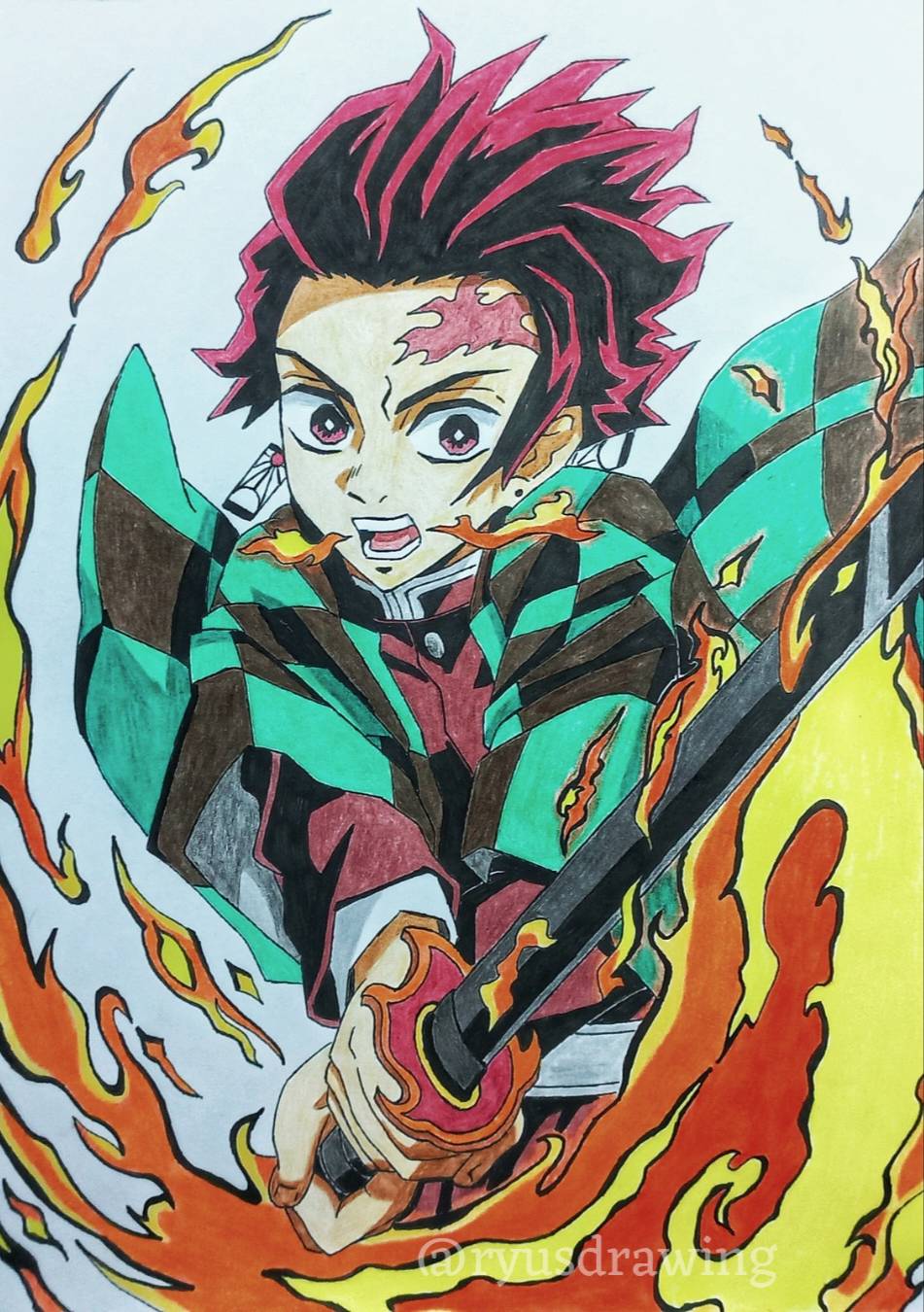 Drawing - Tanjirou Kamado {HINOKAMI KAGURA} ( Kimetsu no Yaiba/Demon Slayer  ) [ 鬼滅の刃 ] 