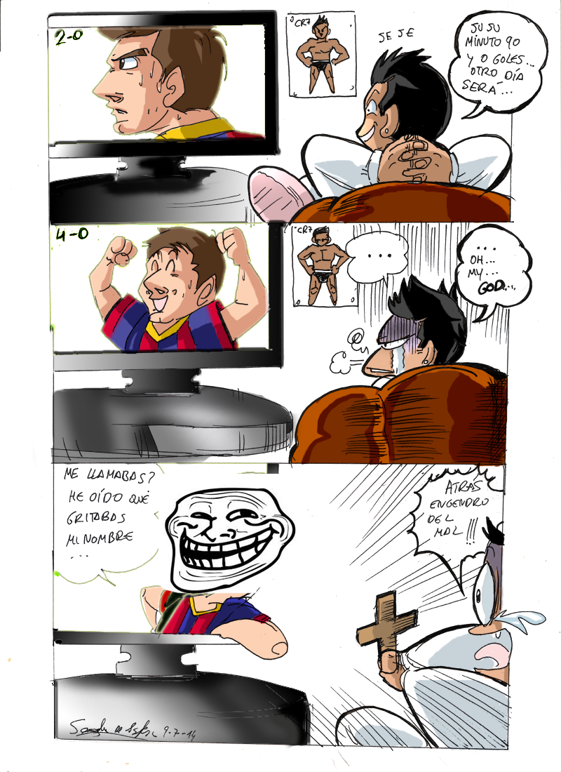 CRISTIANO RONALDO WATCHES MESSI'S RETURN by Sandra-delaIglesia, visual art