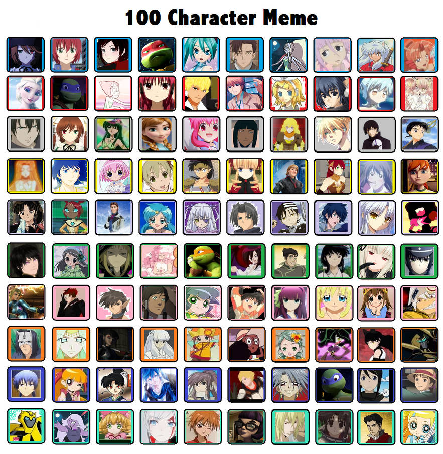Memes characters. 100 Character meme. 100 Character meme шаблон. Мои персонажи meme by Nerra. Favourite character Bingo шаблон.