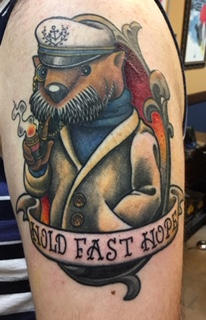 Otter Sea Captain Tattoo Colorized