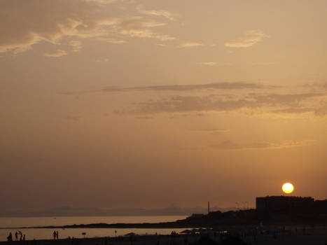 Sunset in Lisbon beach