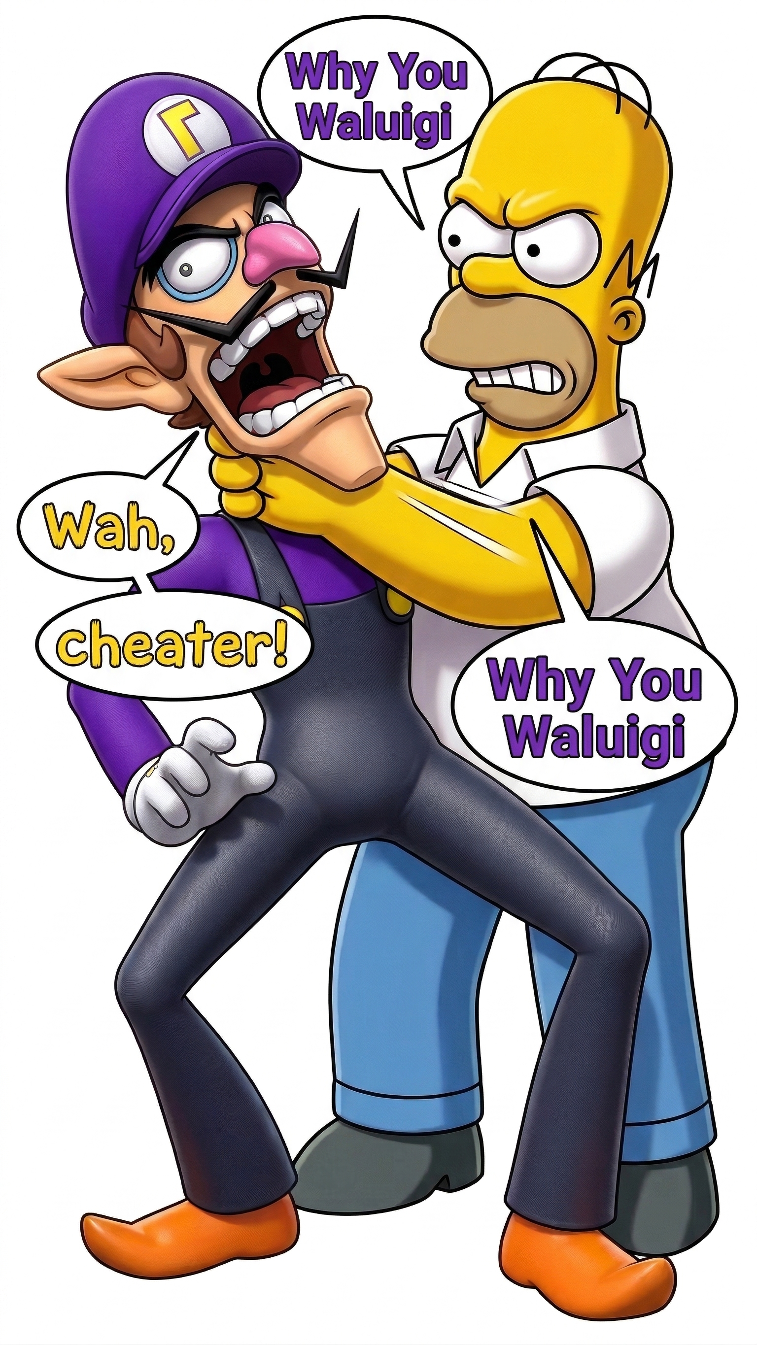 Homer Rage Neck Homer Simpson Strangles Waluigi's Neck by FarhanNaufal493 on DeviantArt