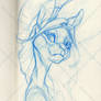Sketch of a gladiator furry cat