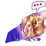 traditional drawing of a tired cat.
