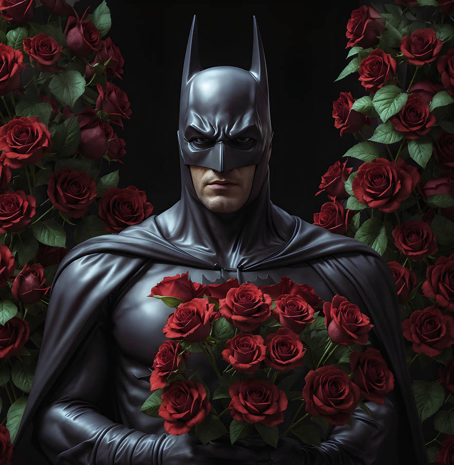 Comic Style Roses Batman Batman with a lush bouquet of scarlet roses by ShapitoX on DeviantArt