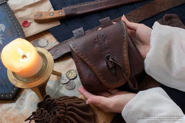 Handmade leather Temerian belt bag and belt