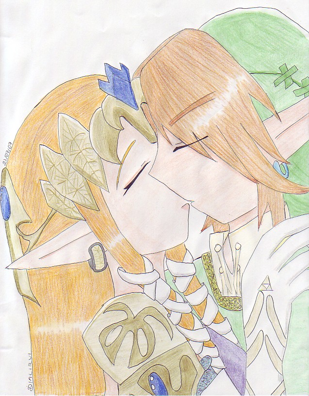 Zelda and Link kiss