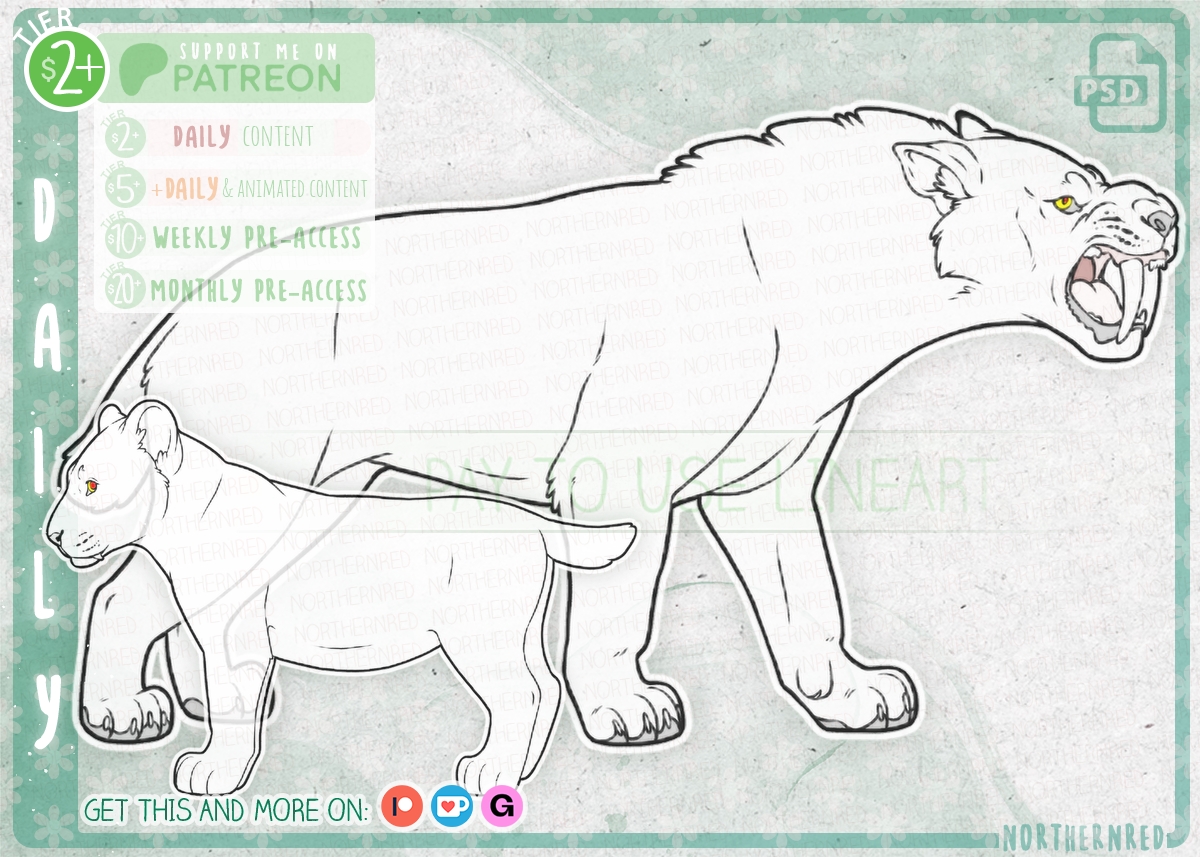 Sabertooth3 Deviantart Engine SPRING DAILY - Sabertooth +cub by NorthernRed on DeviantArt
